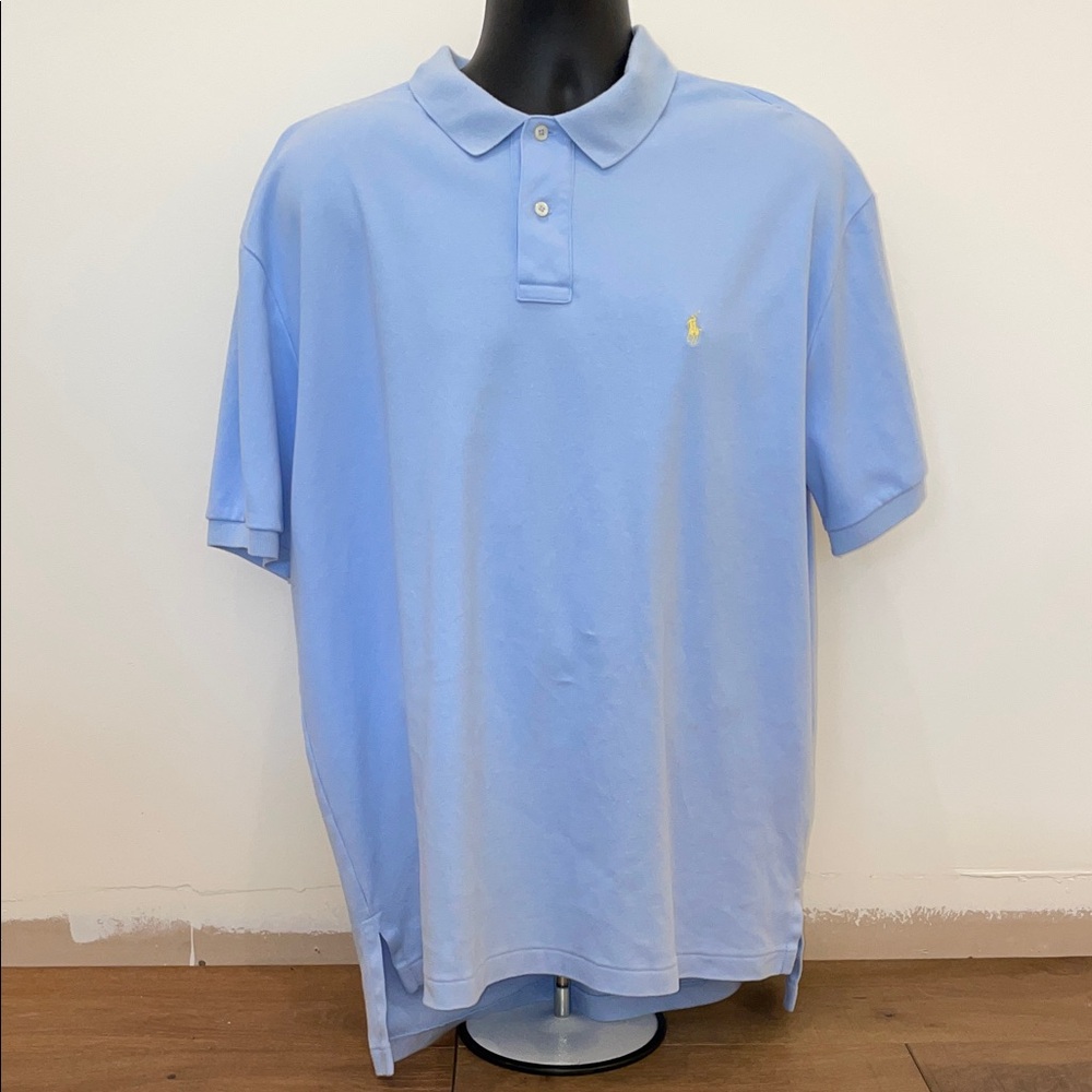 Vintage Ralph Lauren 100% Cotton Sky Blue Polo Shirt XL